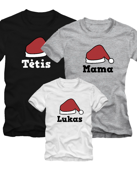 marškinėliai šeimai Kalėdinė kepurė